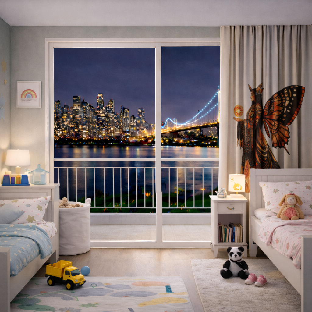 Monarch Kelebek Kanatlı Tanrıça Fon Perde