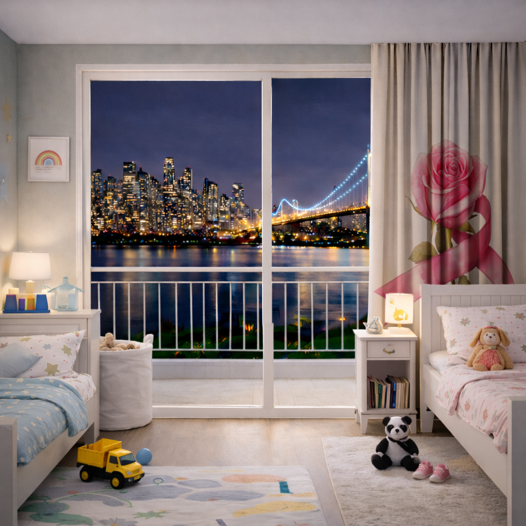 Breast Cancer Awareness Pink Rose Drapes