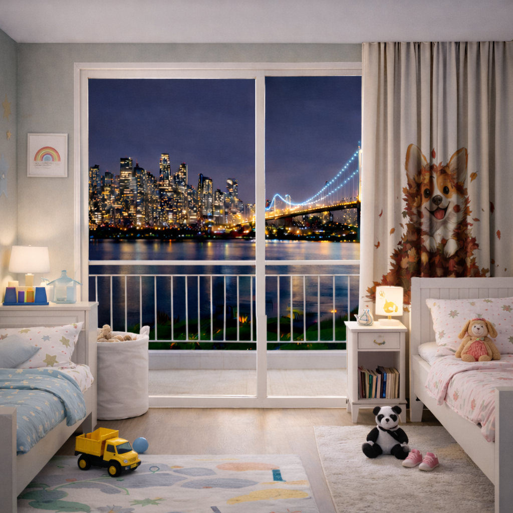 Happy Corgi Puppy in Fall Leaves 