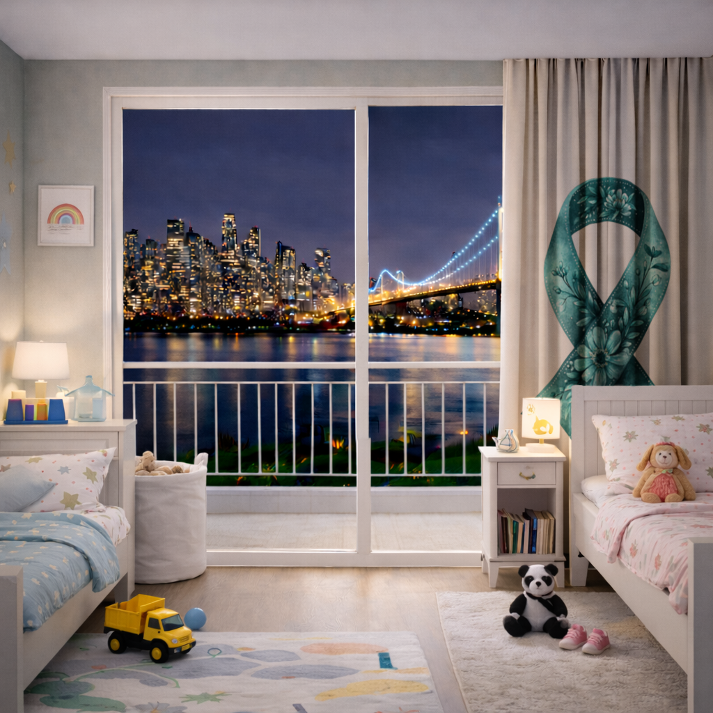 Floral Teal Awareness Ribbon 