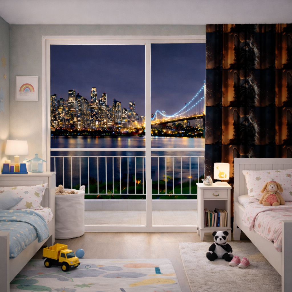 Black Cat Digital Art Drapes