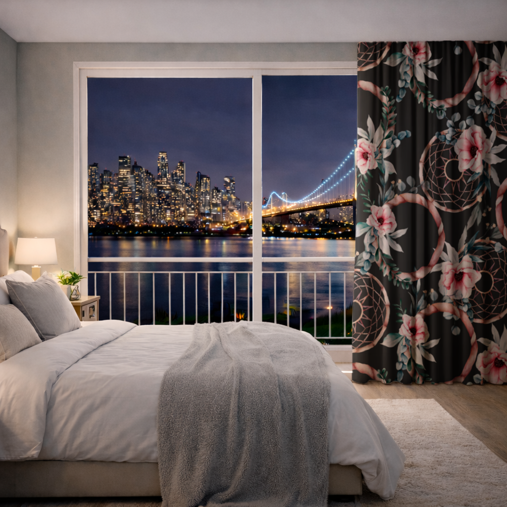 Boho Floral Dreamcatcher Pattern Drapes