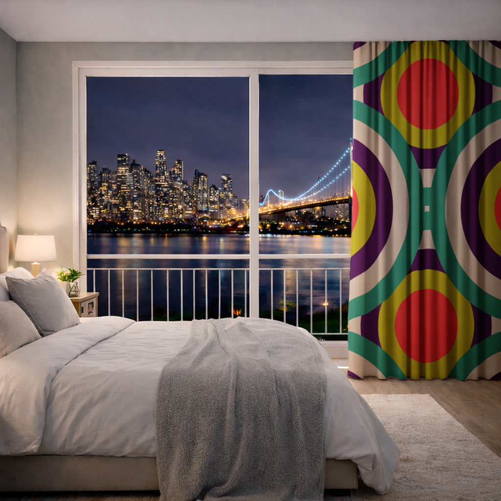 Colorful Geometric Circle Pattern Drapes
