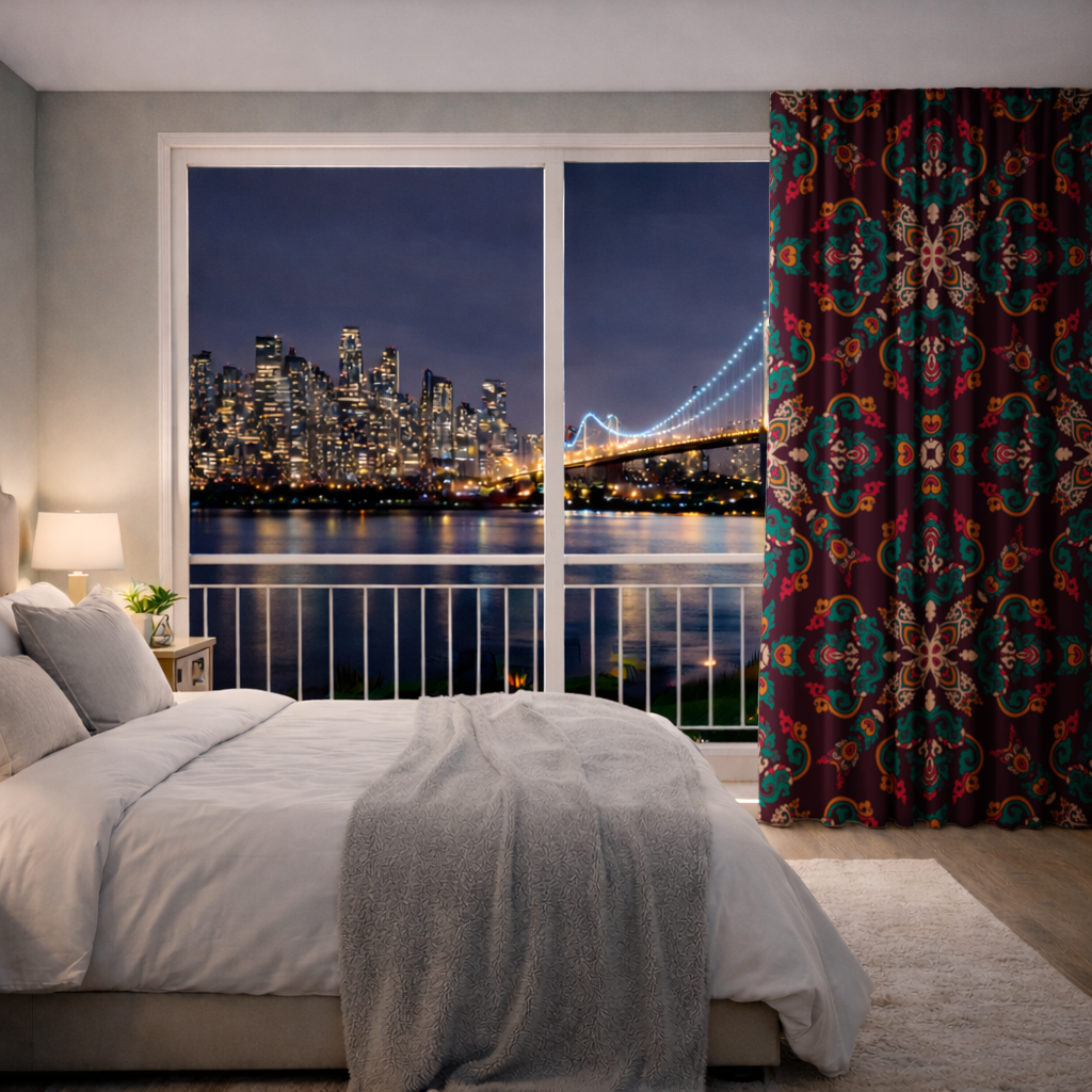 Colorful Ottoman Inspired Mandala Pattern Drapes