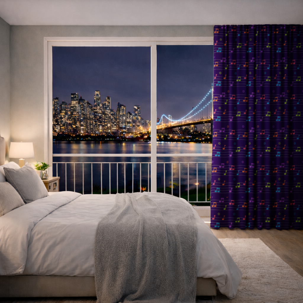 Colorful Music Notes and Modern Rhythm Seamless Pattern Drapes