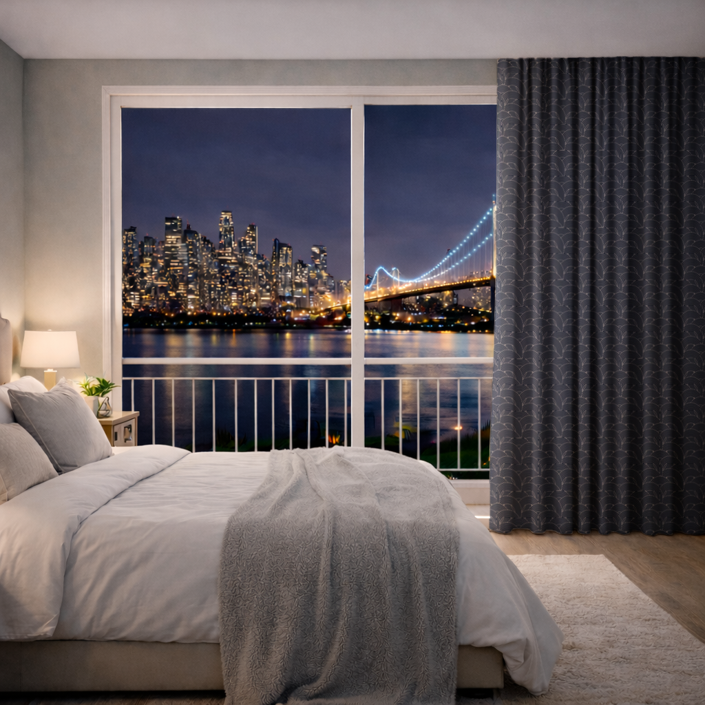 Navy and White Semi Circle Geometric Pattern 