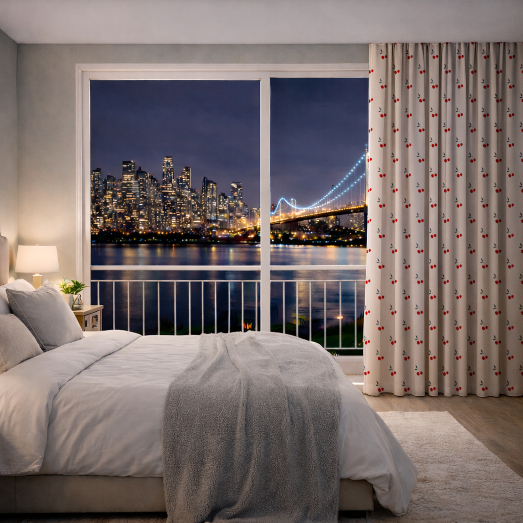 Minimal Kiraz Deseni Tekrarlı Arka Plan Fon Perde