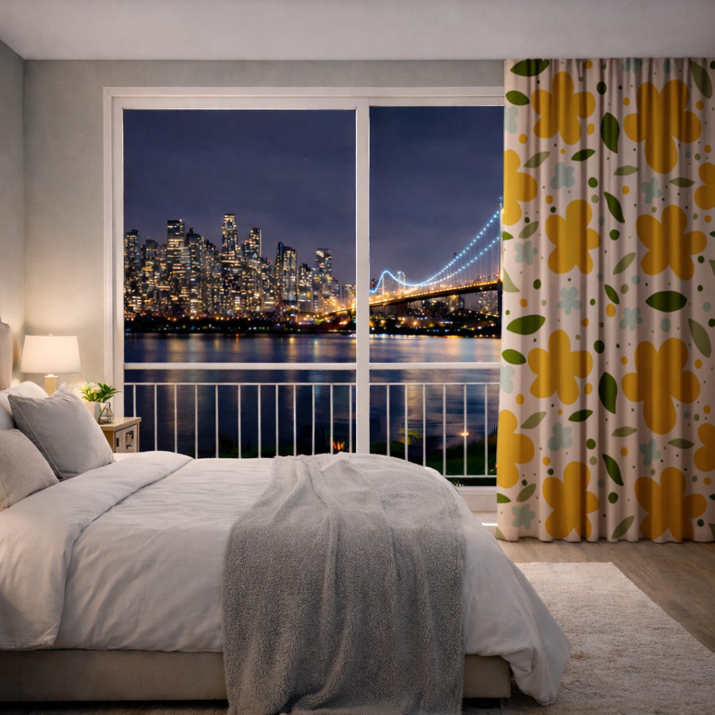 Yellow Floral and Leaf Boho Seamless Pattern 