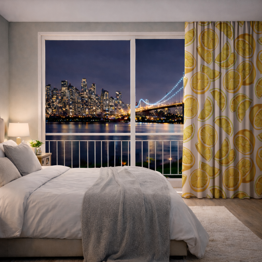 Fresh Lemon Slices Vibrant Summer Pattern Drapes