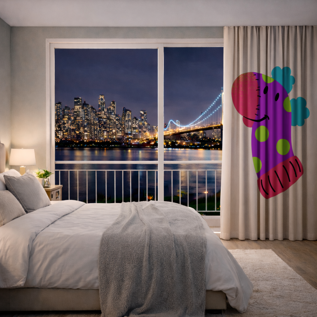 Cute Colorful Dinosaur Illustration Drapes