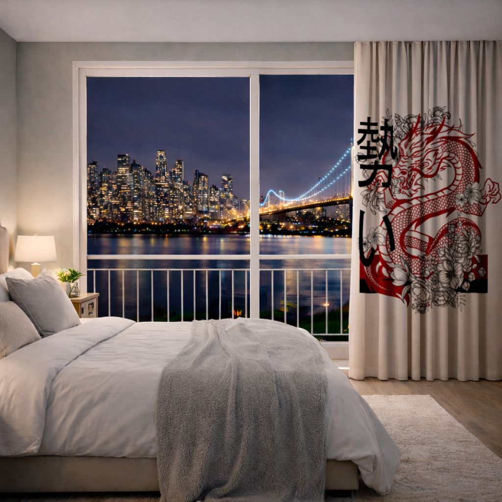 Japanese Dragon with Floral Design 