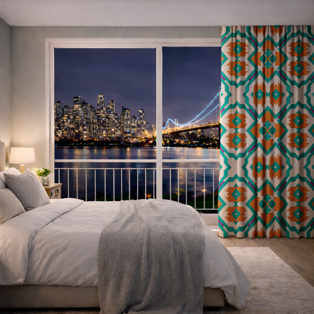 Orange and Turquoise Geometric Pattern 