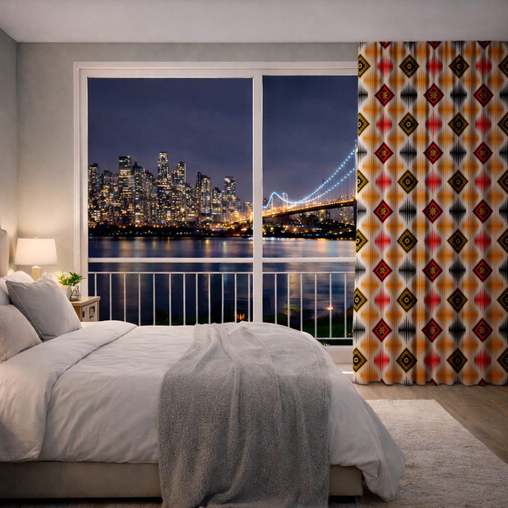 Vibrant Ethnic Geometric Motif Drapes