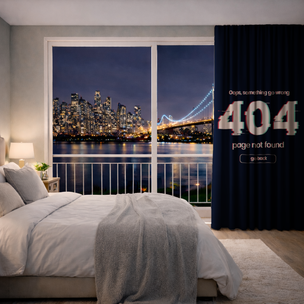 404 Error Glitch Design Drapes