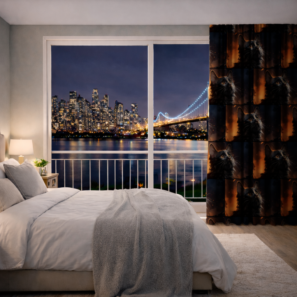 Siyah Kedi Dijital Sanat Fon Perde