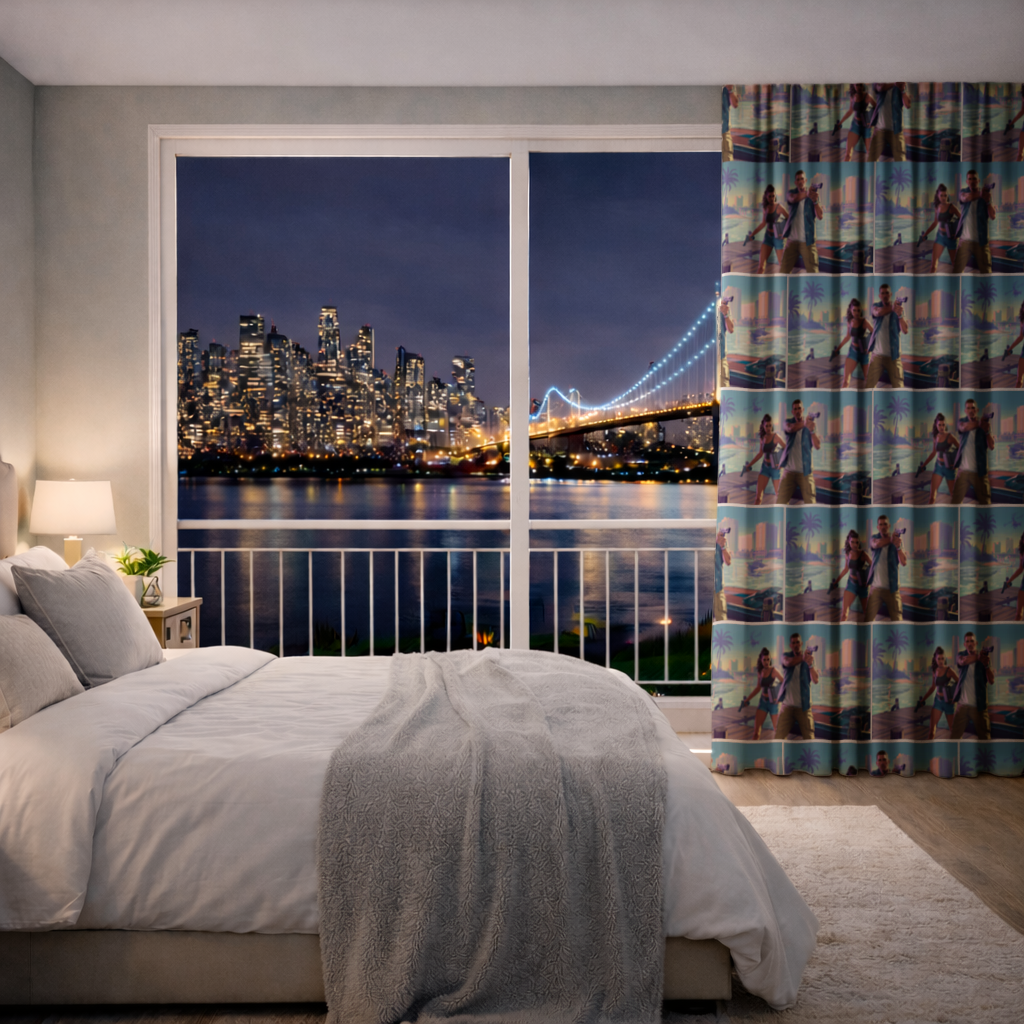 Vice City Showdown  Tropical Heist Duo Drapes