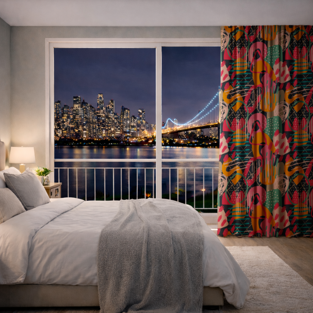 Abstract Geometric Doodle Drapes