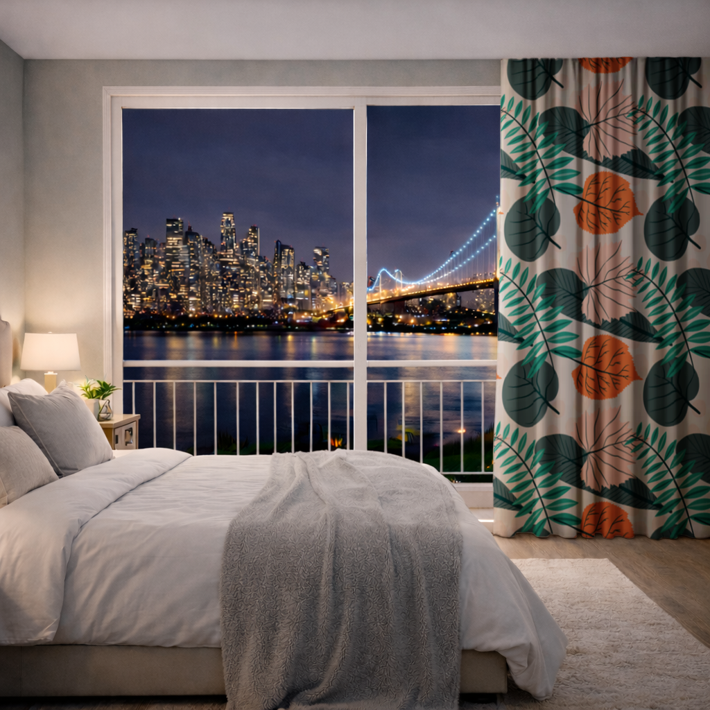 Modern Tropical Leaves Drapes