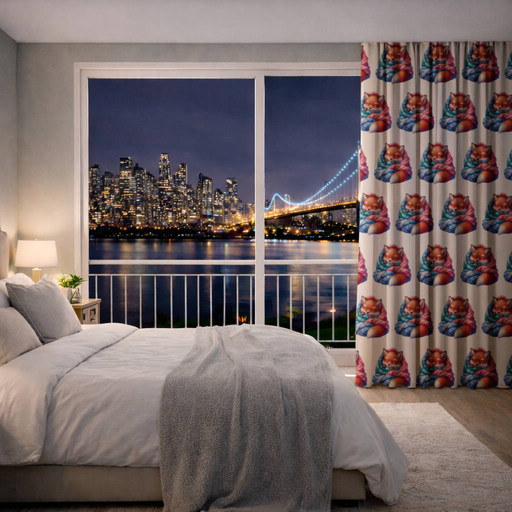 Sleeping Fox Knitted Blanket Drapes
