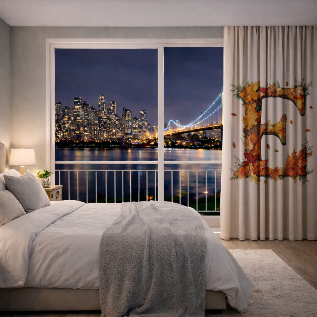 Sonbahar Yapraklı E Harfi Fon Perde