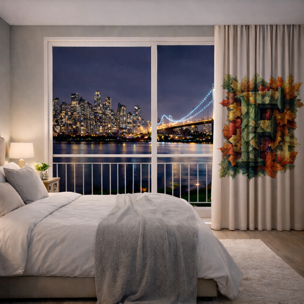 Autumn Leaf Monogram F Drapes