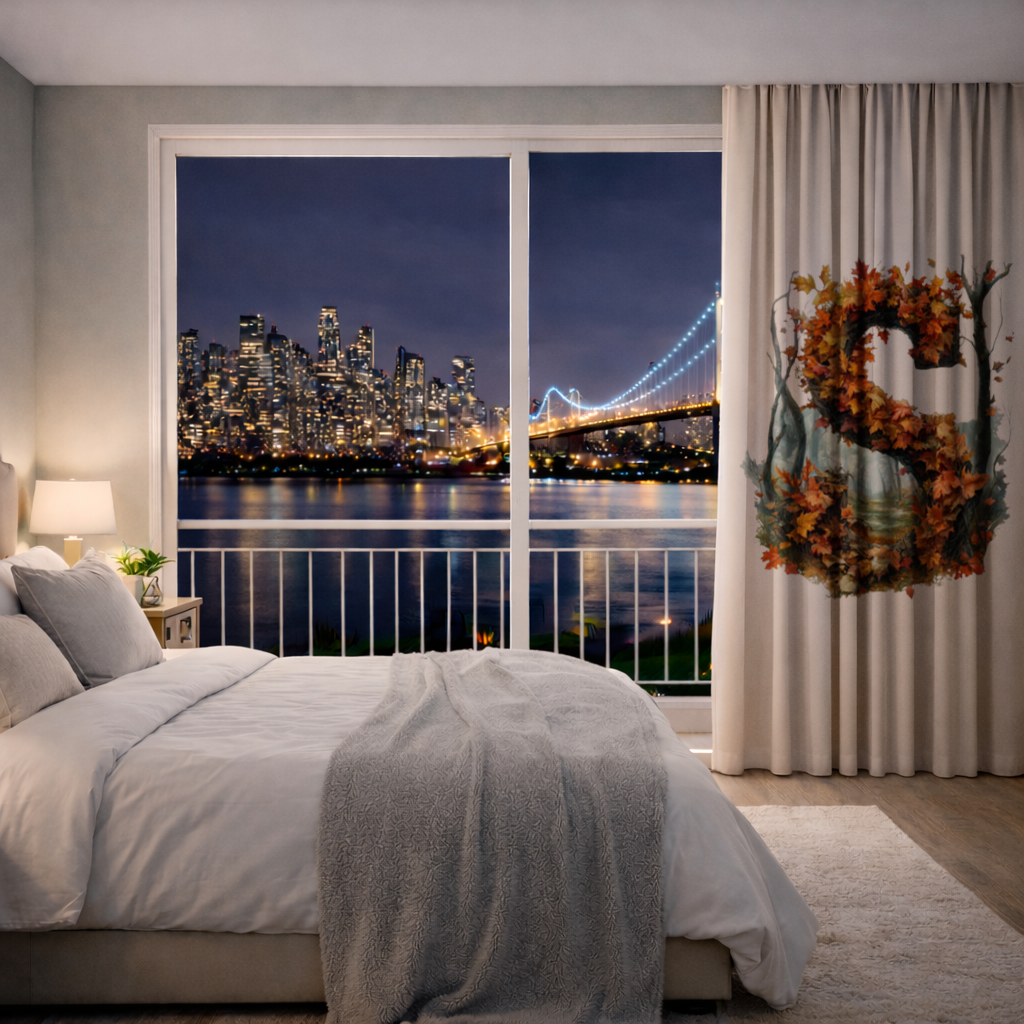 Autumn Maple Leaf Letter S Drapes