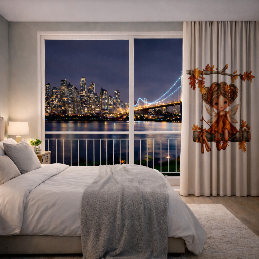 Sevimli Sonbahar Orman Perisi Fon Perde