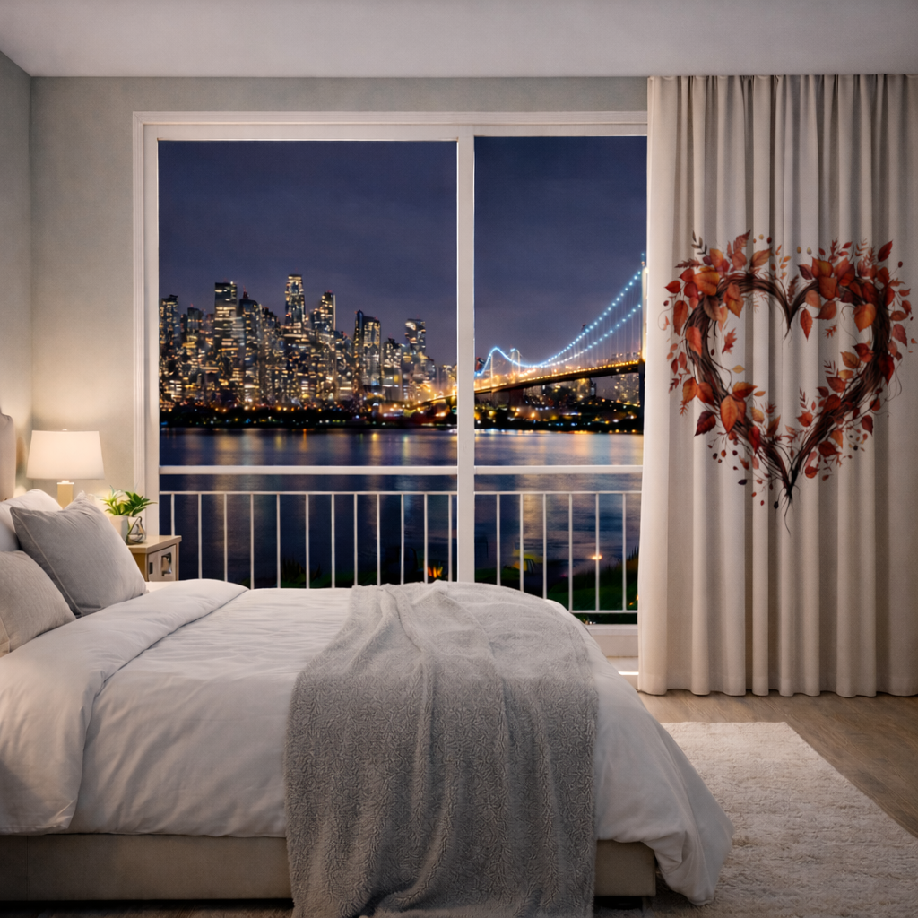 Autumn Leaves Heart Wreath Drapes