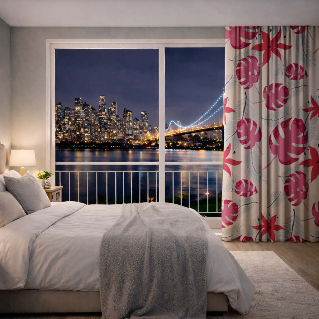 Pink Monstera and Tropical Lily Drapes