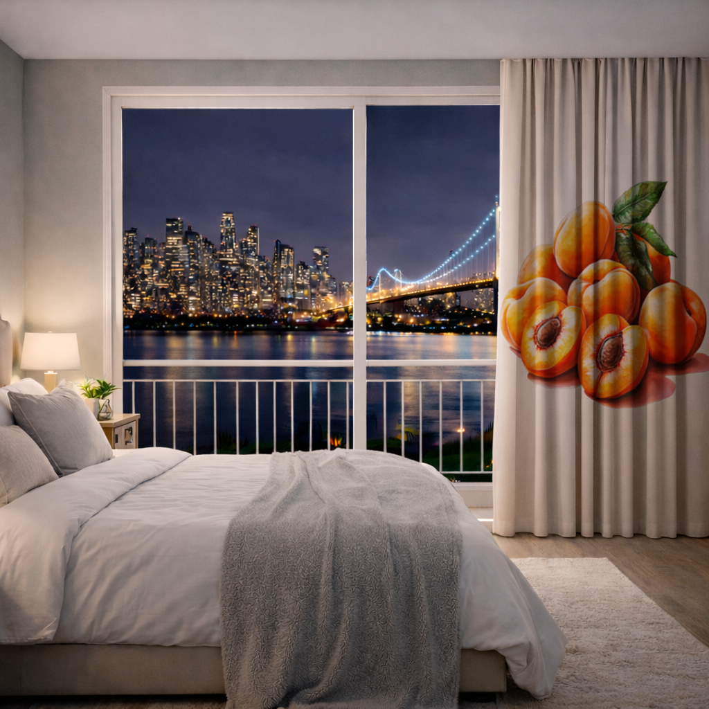 Watercolor Apricot and Leaves