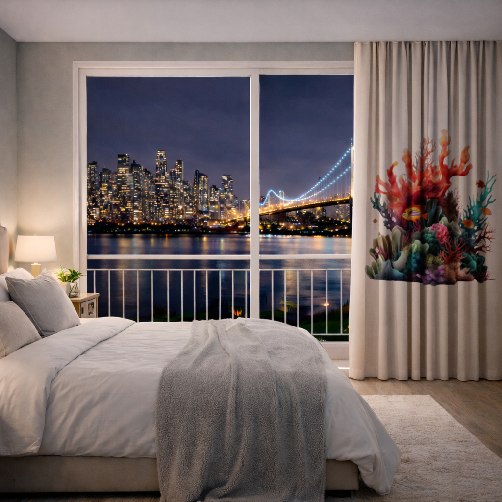 Vibrant Coral Reef and Tropical Fish Drapes