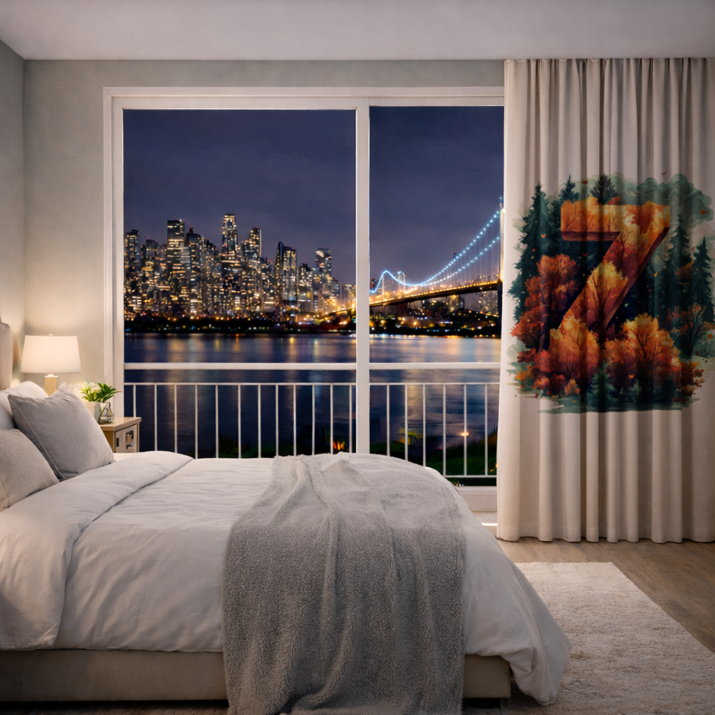 Sonbahar Yapraklı Orman Z Harfi Fon Perde