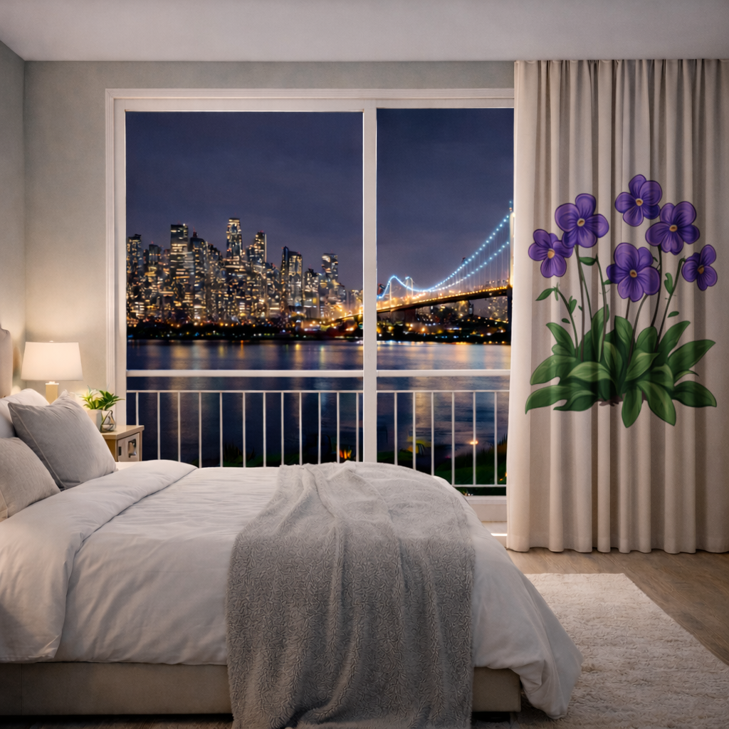 Kır Çiçekleri Mor Menekşeler Fon Perde