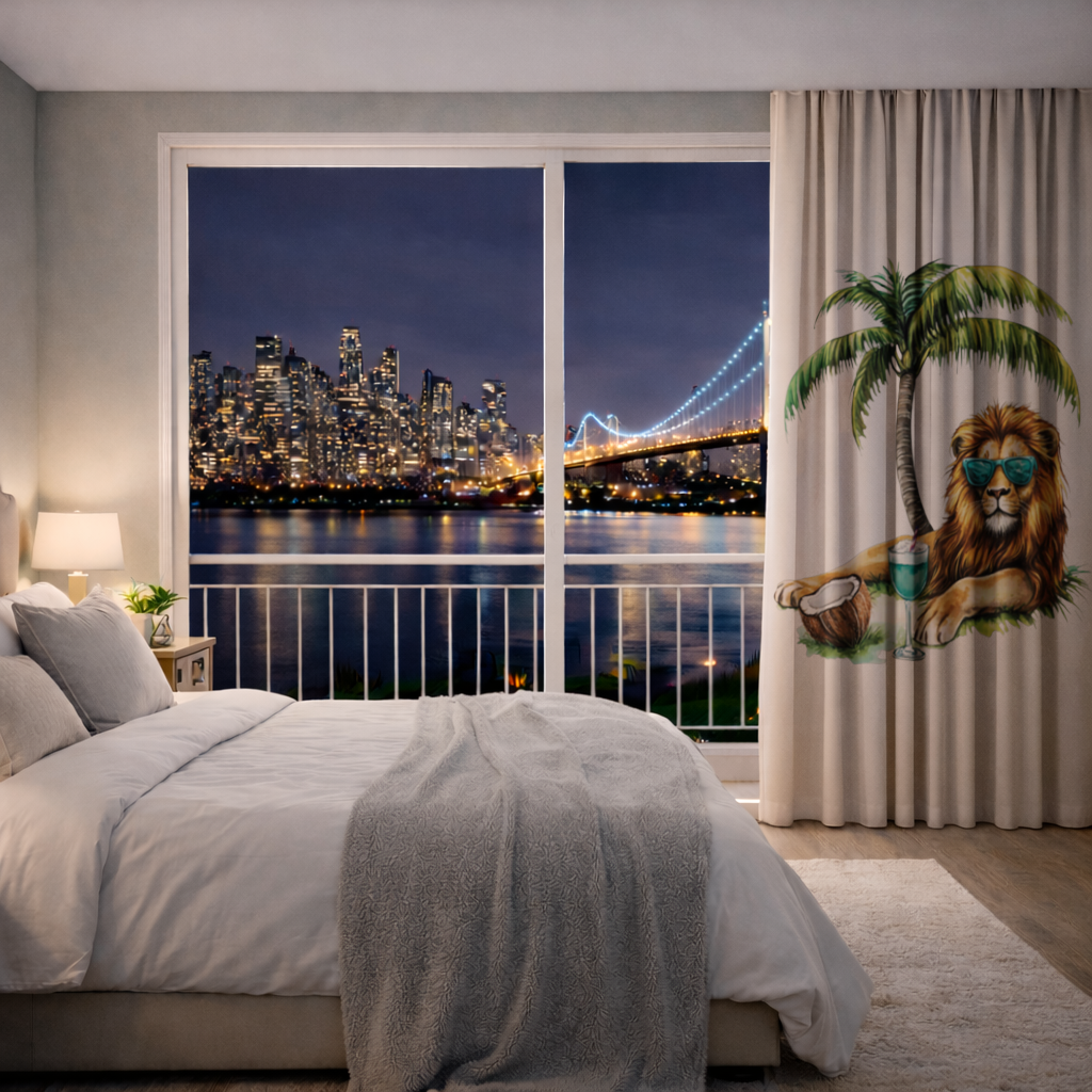 Yaz Tatili Yapan Gözlüklü Aslan Fon Perde