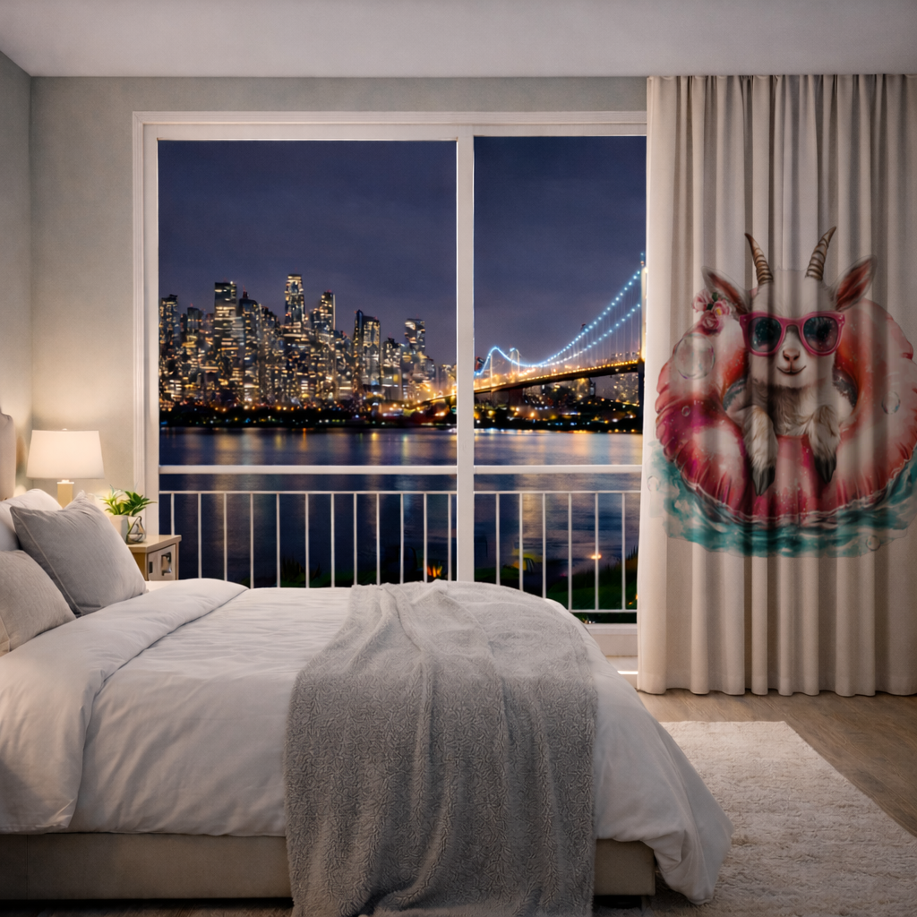 Pembe Gözlüklü Havuzda Yavru Keçi Fon Perde