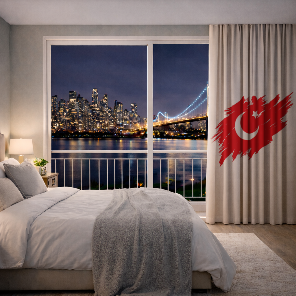 Brushstroke Turkish Flag Crescent Moon