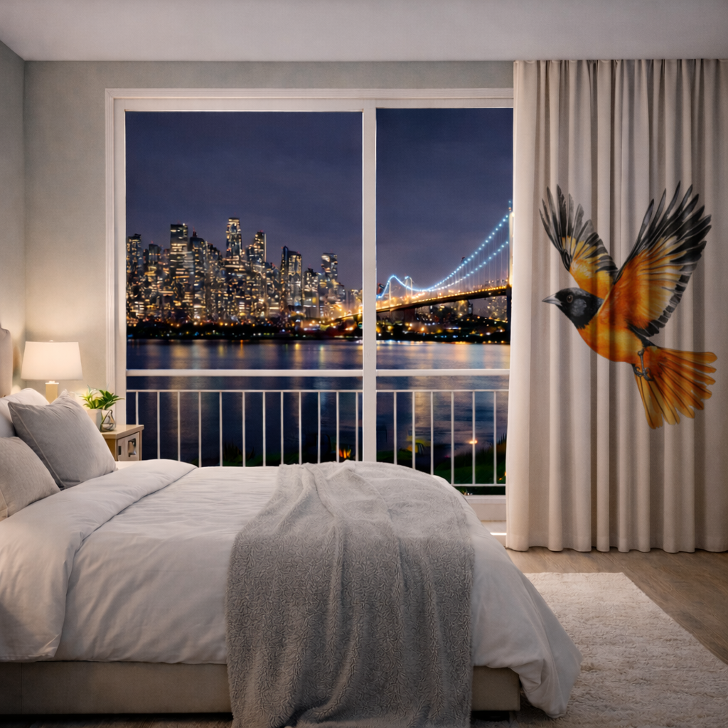 Watercolor Baltimore Oriole Drapes