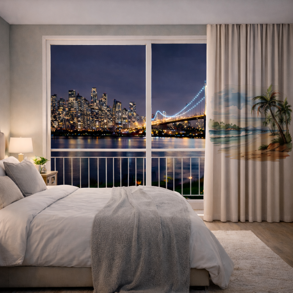Tropical Palm Tree Beach Drapes