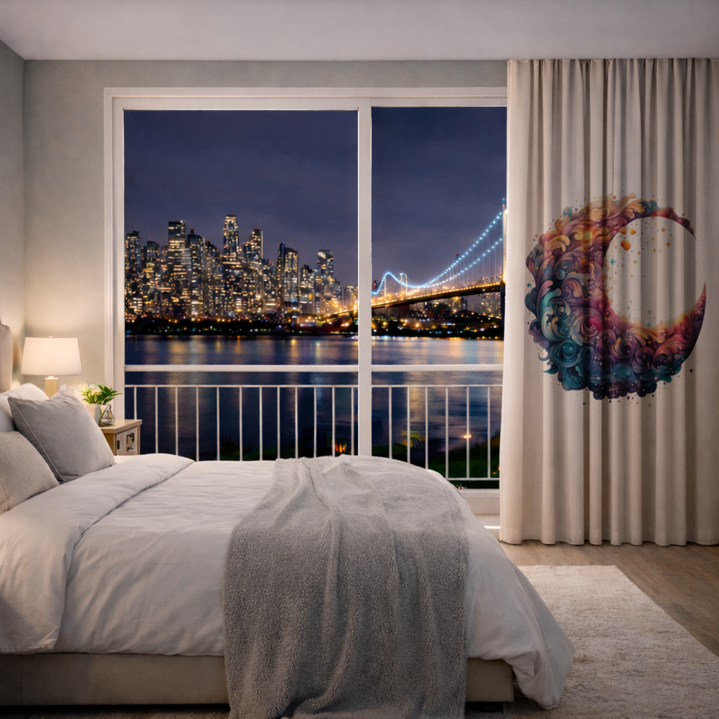 Colorful Swirled Celestial Moon Drapes