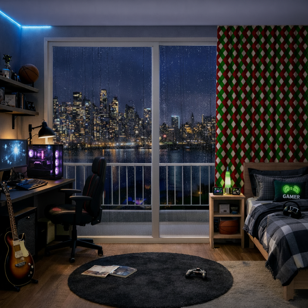 Red Green Argyle Plaid Background Pattern Drapes