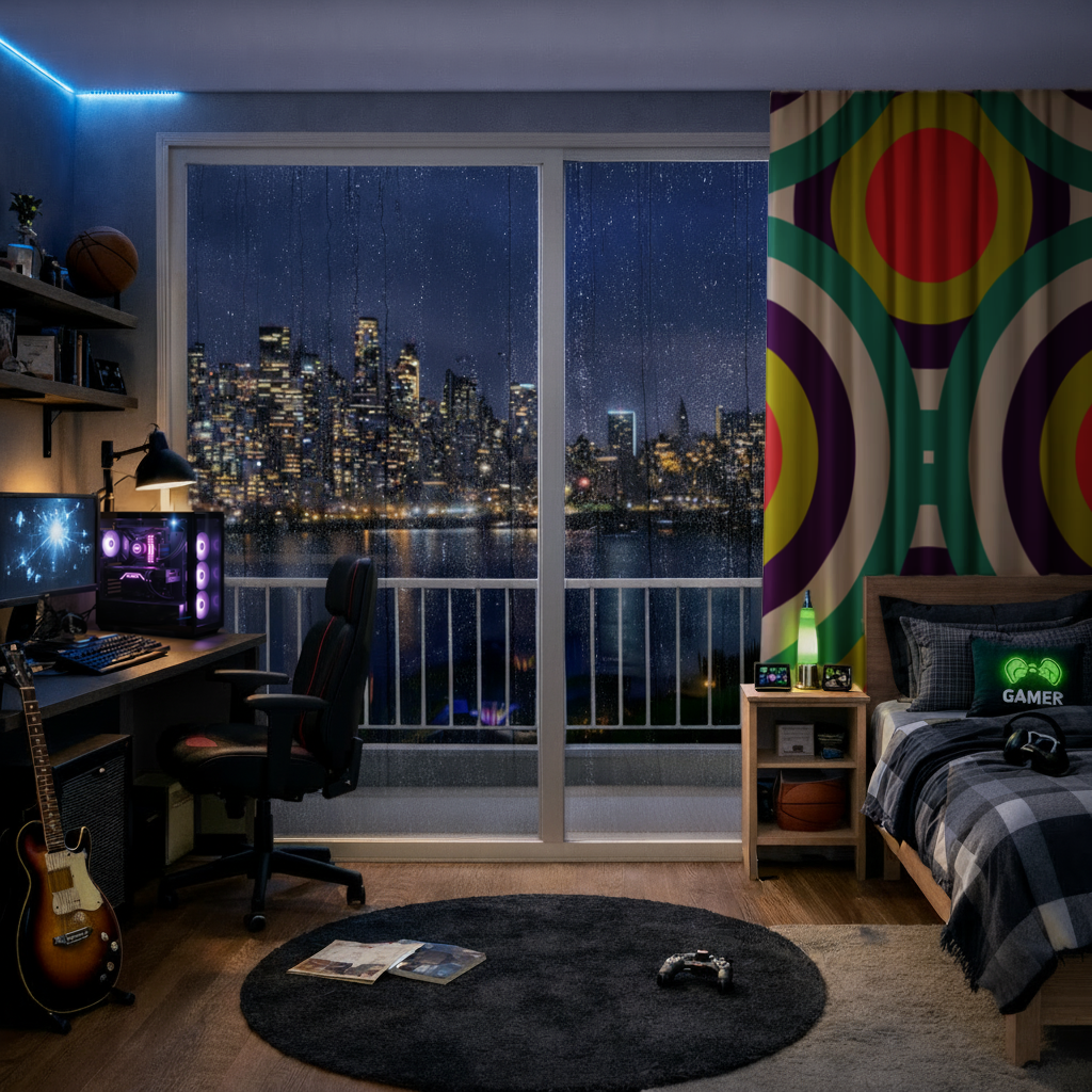 Colorful Geometric Circle Pattern Drapes