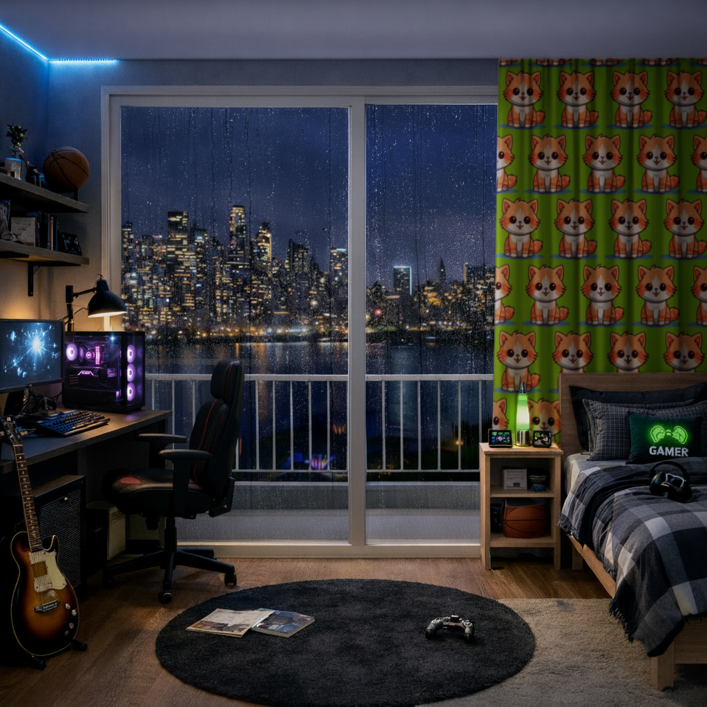 Sevimli Turuncu Kedi Çizimi Fon Perde