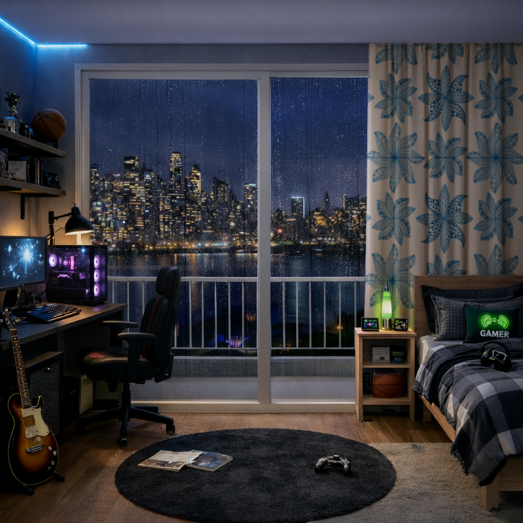 Blue Mandala Floral and Leaf Zentangle Pattern Drapes