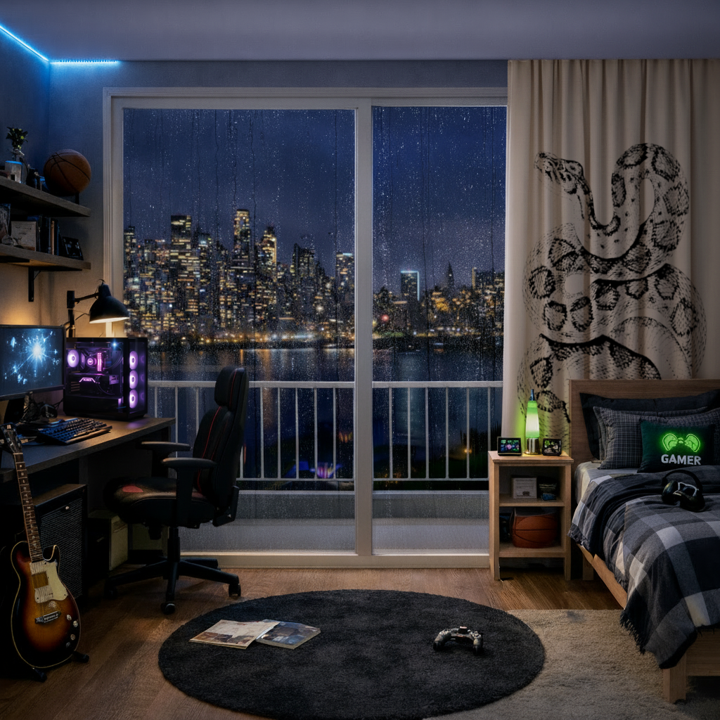 Detailed Vintage Rattlesnake Illustration Drapes