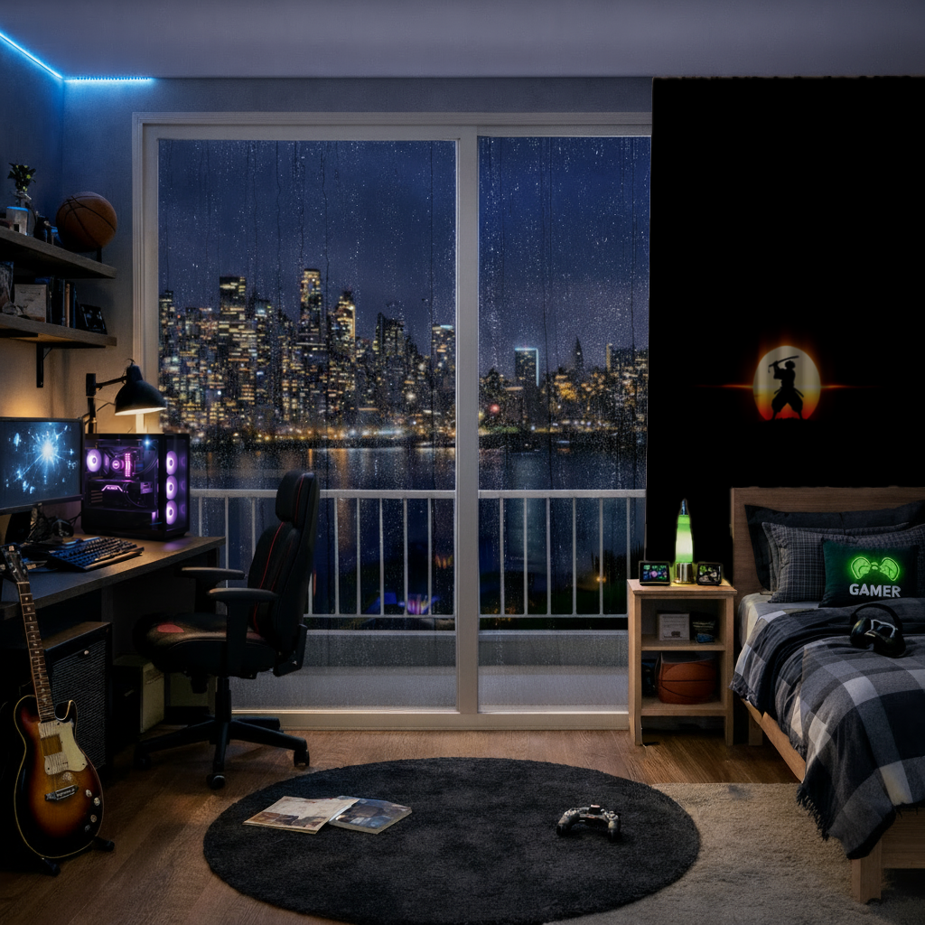 Samurai Silhouette Under the Rising Sun Honor and Strength Drapes