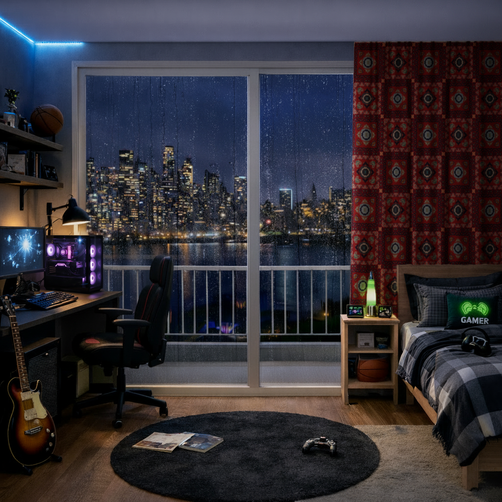 Traditional Kilim Inspired Red Ethnic Geometric Pattern Drapes