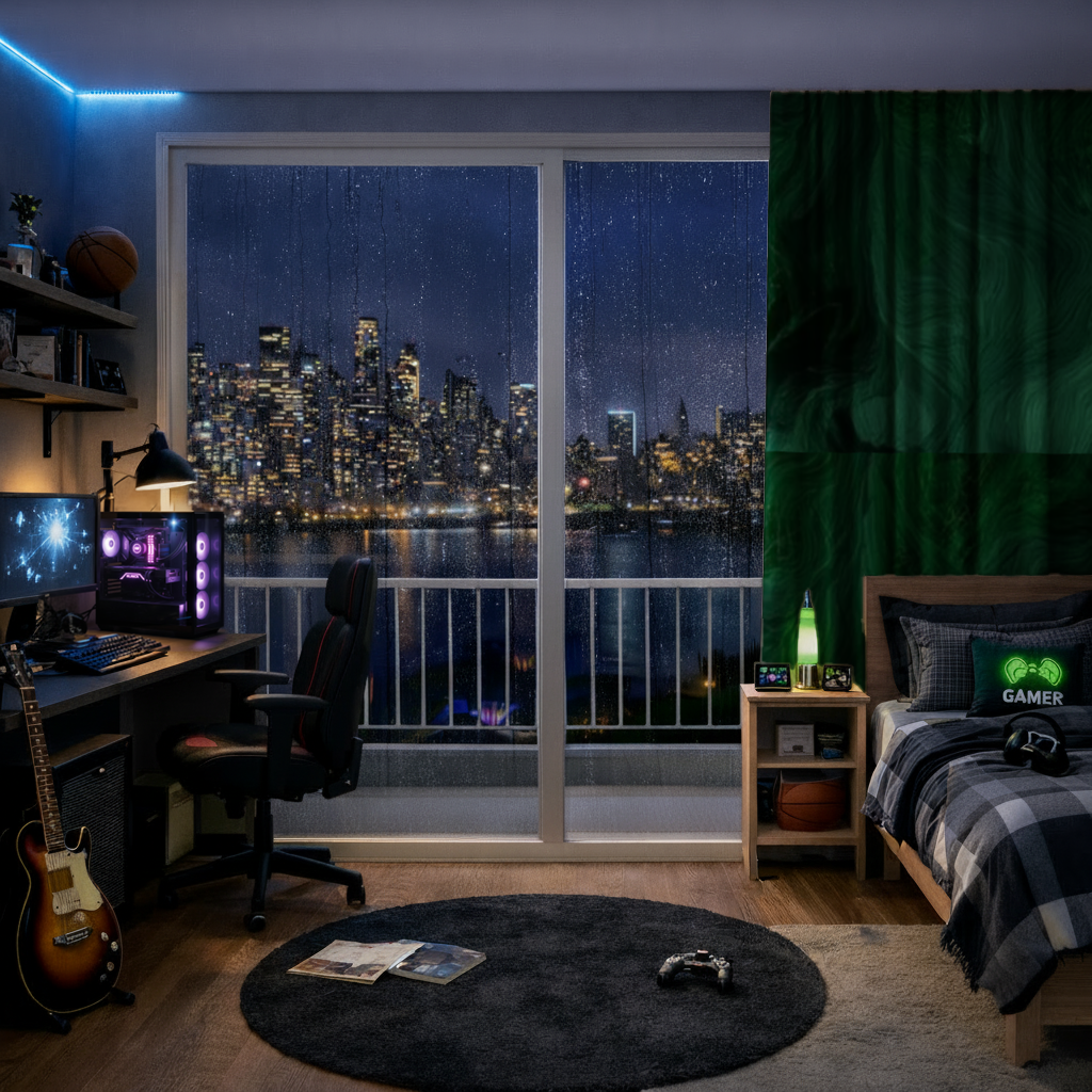 Black and green marbling Drapes