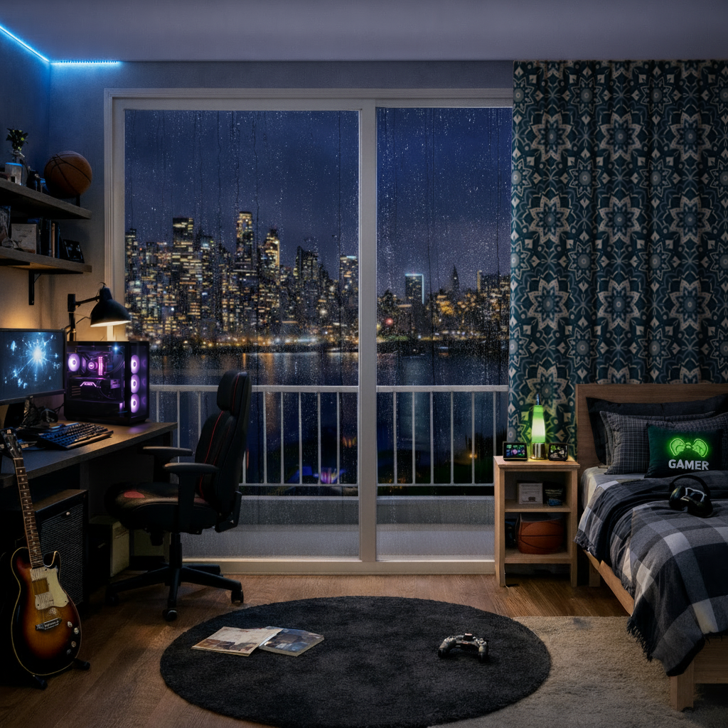 Elegant Blue Mandala Pattern Drapes