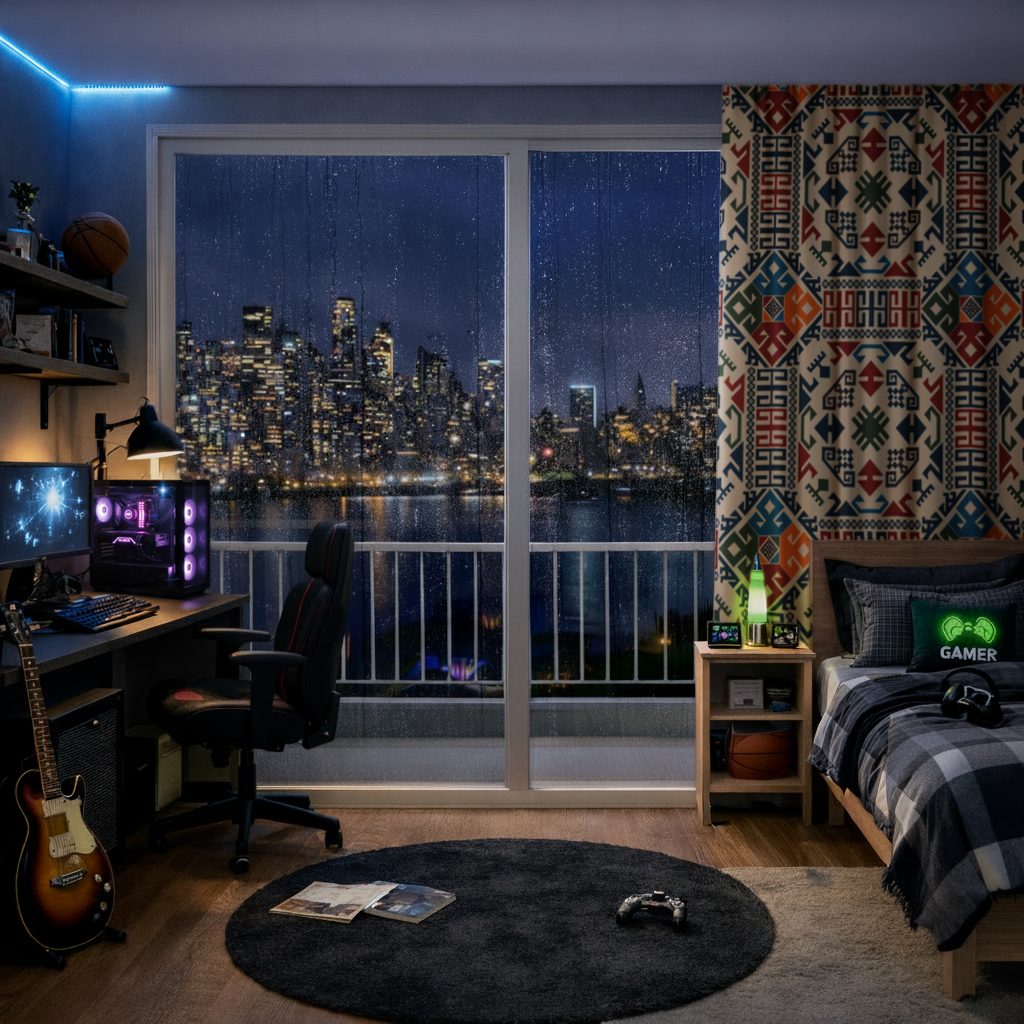 Multicolor Ethnic Geometric Motif Drapes