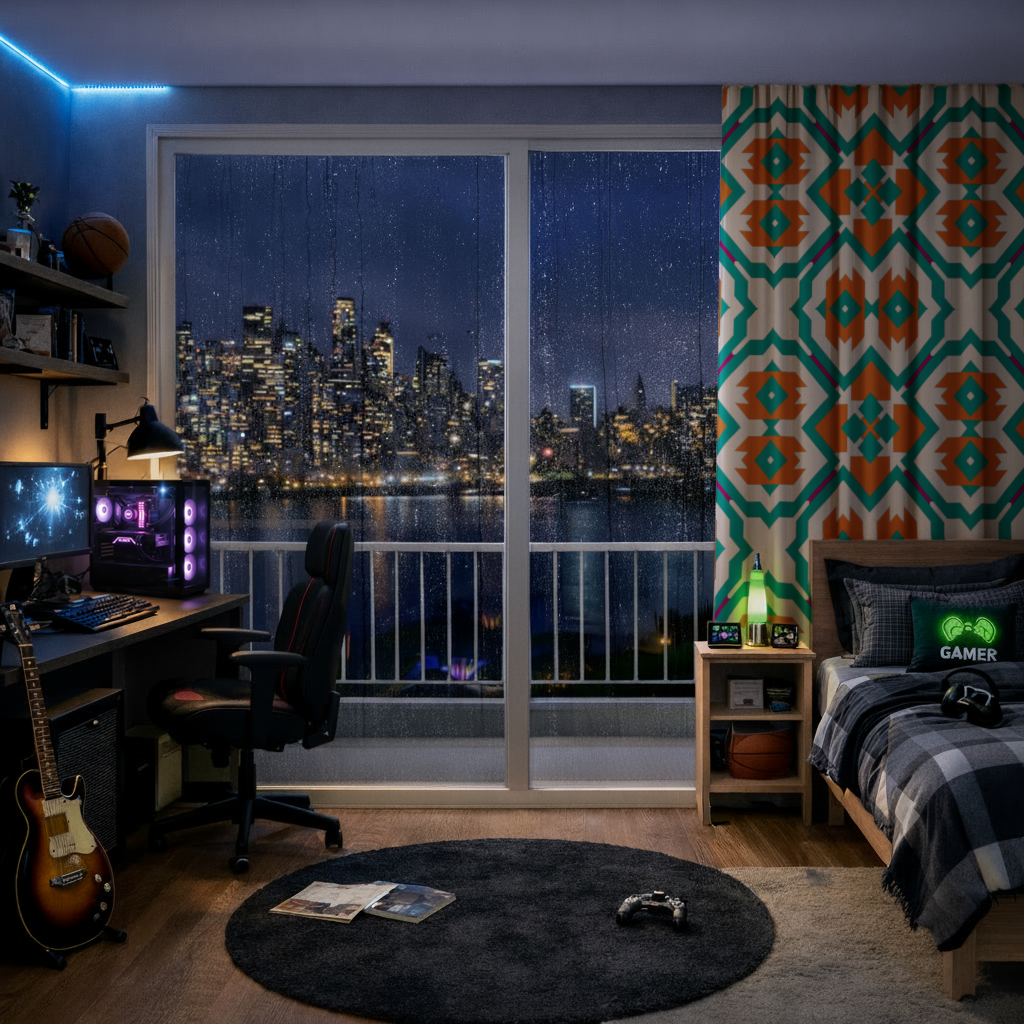 Orange and Turquoise Geometric Pattern 